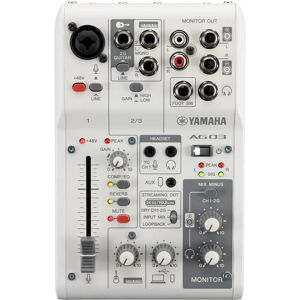 Yamaha AG03MK2 - Mixeur de streaming en direct 3 canaux avec interface audio USB - Blanc - Publicité Yamaha AG03MK2 - Mixeur de streaming en direct 3 canaux avec interface audio USB - Blanc - Publicité