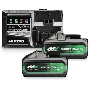 Hikoki Batteripaket BSL36A18X - 2x 18V/36V Li-ion, Snabbladdare Hikoki Batteripaket BSL36A18X - 2x 18V/36V Li-ion, Snabbladdare