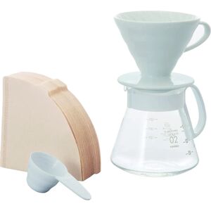 Set de goteo y jarra de café de cerámica blanca Hario - V60 Set de goteo y jarra de café de cerámica blanca Hario - V60