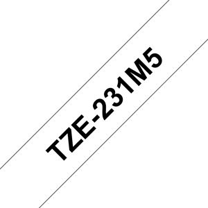 Brother TZE-231M5 Labeling Tape - Black on White - 12mm x 8m Brother TZE-231M5 Labeling Tape - Black on White - 12mm x 8m