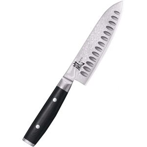 Yaxell Ran Santoku Couteau 16,5cm Acier Damasqué - Kullenschliff - Noir/Argent - Publicité Yaxell Ran Santoku Couteau 16,5cm Acier Damasqué - Kullenschliff - Noir/Argent - Publicité