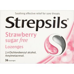 Strepsils Strawberry Sugar Free Lozenges - 36 Lozenges Strepsils Strawberry Sugar Free Lozenges - 36 Lozenges