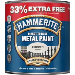Hammerite Silver Rust-Proof Metal Paint - 750ml - Interior/Exterior Hammerite Silver Rust-Proof Metal Paint - 750ml - Interior/Exterior