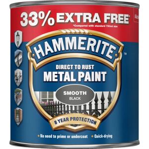 Hammerite 750ml Black Rust-Proof Metal Paint - Smooth Finish Hammerite 750ml Black Rust-Proof Metal Paint - Smooth Finish