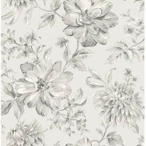 Lucia Silver Floral Wallpaper - Floral Pattern Wallcovering Lucia Silver Floral Wallpaper - Floral Pattern Wallcovering