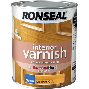Ronseal Interior Varnish Satin Medium Oak - 750ml Ronseal Interior Varnish Satin Medium Oak - 750ml