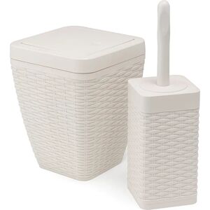 Addis Calico Bathroom Set - Square Rattan Toilet Bin & Brush Addis Calico Bathroom Set - Square Rattan Toilet Bin & Brush