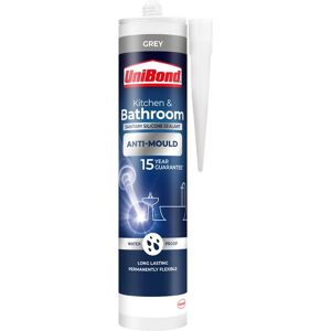 Unibond Grey Anti Mould Silicone Sealant - Water Resistant for Kitchen & Bathroom Unibond Grey Anti Mould Silicone Sealant - Water Resistant for Kitchen & Bathroom