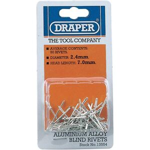 Draper 13554 Rivets - 50 x 2.5mm x 7mm Aluminium Rivets Draper 13554 Rivets - 50 x 2.5mm x 7mm Aluminium Rivets