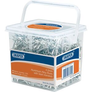 Remaches ciegos de aluminio Draper 37658 - 1200 unidades, 4.0mm Remaches ciegos de aluminio Draper 37658 - 1200 unidades, 4.0mm