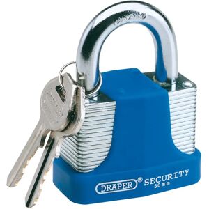 Candado de acero laminado Draper 64182 - 50mm, 2 llaves, shackle de acero endurecido Candado de acero laminado Draper 64182 - 50mm, 2 llaves, shackle de acero endurecido