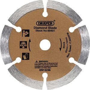 Draper 90491 Segmented Diamond Blade - Concrete, Brick, Stone - 85mm Draper 90491 Segmented Diamond Blade - Concrete, Brick, Stone - 85mm