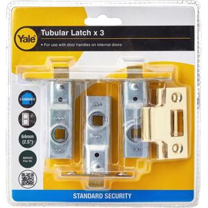 Yale M888 Tubular Mortice Latch - Polished Brass - Pack of 3 Yale M888 Tubular Mortice Latch - Polished Brass - Pack of 3