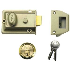 Yale B-77-ENB-PB-60 Traditional Nightlatch - Brass Cylinder, Grey Case - Nightlatch Yale B-77-ENB-PB-60 Traditional Nightlatch - Brass Cylinder, Grey Case - Nightlatch