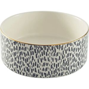 Mason Cash Splatter Pet Bowl - Black and White with Gold Rim - 15cm Mason Cash Splatter Pet Bowl - Black and White with Gold Rim - 15cm