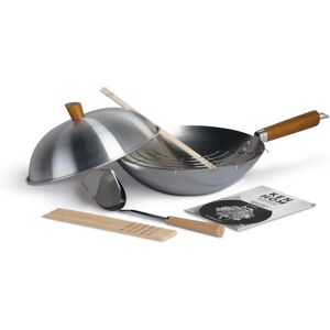 Ken Hom KH331103 Carbon Steel Wok Set - 31cm Uncoated Stir-Fry Pan Ken Hom KH331103 Carbon Steel Wok Set - 31cm Uncoated Stir-Fry Pan