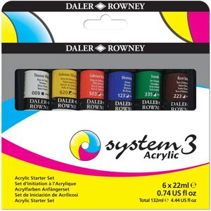 Daler-Rowney System 3 Acrylic Paint Starter Set - 6 x 22ml Daler-Rowney System 3 Acrylic Paint Starter Set - 6 x 22ml