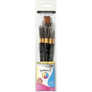 Daler-Rowney System 3 Acrylic Brush Set - Short Handle, 5 Brushes Daler-Rowney System 3 Acrylic Brush Set - Short Handle, 5 Brushes