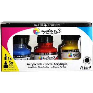 Daler-Rowney Brand Model 29.5ml Acrylic Ink Set - Multi-Surface Art Supplies Daler-Rowney Brand Model 29.5ml Acrylic Ink Set - Multi-Surface Art Supplies