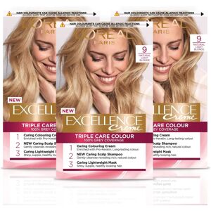 L'Oréal Paris Excellence Crème Blonde Permanent Hair Dye - Up to 100% Grey Hair Coverage - Natural-Looking Blonde - Hair Dye L'Oréal Paris Excellence Crème Blonde Permanent Hair Dye - Up to 100% Grey Hair Coverage - Natural-Looking Blonde - Hair Dye