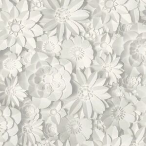 Fine Decor Floral Wallpaper White Grey 3D Effect - Wallpaper Fine Decor Floral Wallpaper White Grey 3D Effect - Wallpaper