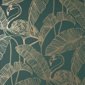 Fine Decor Flamingo Emerald Wallpaper - Wallpaper Fine Decor Flamingo Emerald Wallpaper - Wallpaper