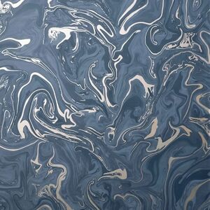 Fine Decor Marble Navy Blue Gold Metallic Paste Wallpaper Fine Decor Marble Navy Blue Gold Metallic Paste Wallpaper