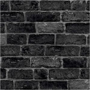 Fresco Industrial Distressed Brick Wallpaper - Unisex - Black - 10m Fresco Industrial Distressed Brick Wallpaper - Unisex - Black - 10m
