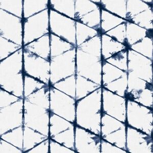 Superfresco Easy Blue & white Geometric Tie Dye Fabric Wallpaper - Wallpaper Superfresco Easy Blue & white Geometric Tie Dye Fabric Wallpaper - Wallpaper