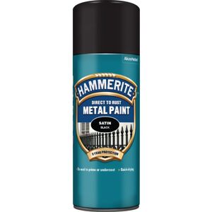 Hammerite Black Satin Rust-Resistant Aerosol Metal Paint - 400ml Hammerite Black Satin Rust-Resistant Aerosol Metal Paint - 400ml