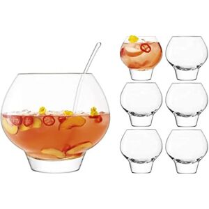 LSA International Rum Punch Bowl & 6 Glass Set - Clear LSA International Rum Punch Bowl & 6 Glass Set - Clear