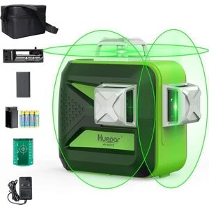 Huepar Laser Level - 360° Green Cross Lines - Auto-Leveling - Battery Operated Huepar Laser Level - 360° Green Cross Lines - Auto-Leveling - Battery Operated