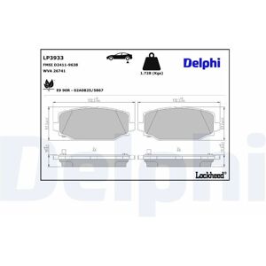 DELPHI LP3933 Jarrupalat - Puolimetallinen, Kulumisen indikaattori, Ei lisävarusteita DELPHI LP3933 Jarrupalat - Puolimetallinen, Kulumisen indikaattori, Ei lisävarusteita