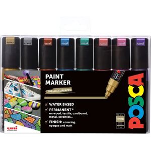 Posca Metallic Water-Based Markers - 8 Colors - Broad 8mm Tip Posca Metallic Water-Based Markers - 8 Colors - Broad 8mm Tip