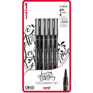 Uni-Ball Uni-Pin Love Lettering Fineliner - Calligraphy Pens Black (Pack Of 5) Uni-Ball Uni-Pin Love Lettering Fineliner - Calligraphy Pens Black (Pack Of 5)