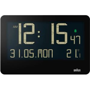 Musta digitaalinen seinäkello Braun BC14B - hälytys, lämpötila, kalenteri Musta digitaalinen seinäkello Braun BC14B - hälytys, lämpötila, kalenteri