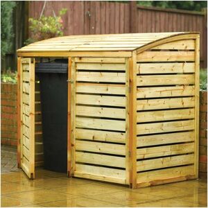 Oakworld Double Bin Store Natural Timber - Outdoor Bin Storage Oakworld Double Bin Store Natural Timber - Outdoor Bin Storage