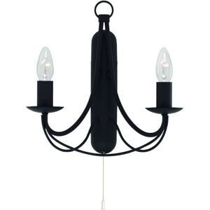 Searchlight Maypole 2 Light Indoor Candle Wall Light - Black, E14 Searchlight Maypole 2 Light Indoor Candle Wall Light - Black, E14