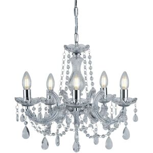 Searchlight Marie Therese 5 Light Crystal Chandelier - Chrome Finish Searchlight Marie Therese 5 Light Crystal Chandelier - Chrome Finish