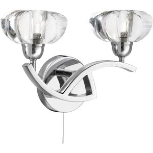Searchlight Sculptured Ice 2 Light Wall Light Chrome G9 Searchlight Sculptured Ice 2 Light Wall Light Chrome G9