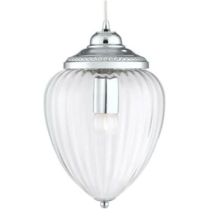 Searchlight Lighting 1091CC Clear Ribbed Glass Ceiling Pendant - Chrome Searchlight Lighting 1091CC Clear Ribbed Glass Ceiling Pendant - Chrome