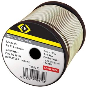 C.K Tools T6052 52 Soldering Wire - Lead free alloy, 2mm, 500g reel C.K Tools T6052 52 Soldering Wire - Lead free alloy, 2mm, 500g reel