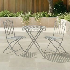 Charles Bentley - Wrought Iron Bistro Set - Grey Charles Bentley - Wrought Iron Bistro Set - Grey
