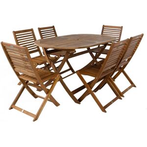 Charles Bentley FSC Acacia Wooden Furniture Patio Oval Table & 6 Chairs - Garden Furniture Charles Bentley FSC Acacia Wooden Furniture Patio Oval Table & 6 Chairs - Garden Furniture