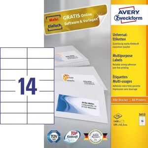 Avery 3653 White Rectangle Labels - 1400 pcs Avery 3653 White Rectangle Labels - 1400 pcs