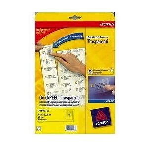 Avery J8562-25 Label - Transparent - 99.1 x 33.9 mm - 25 Sheets Avery J8562-25 Label - Transparent - 99.1 x 33.9 mm - 25 Sheets