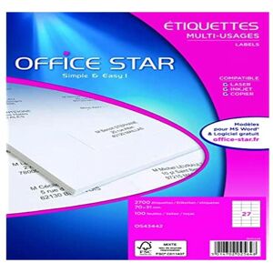 Office Star OS43442 White Rectangle Self-Adhesive Labels - Label Sheets Office Star OS43442 White Rectangle Self-Adhesive Labels - Label Sheets