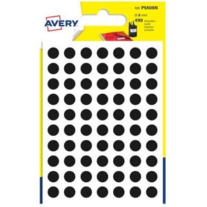 Étiquettes rondes permanentes noires Avery - 490 pcs - Publicité Étiquettes rondes permanentes noires Avery - 490 pcs - Publicité
