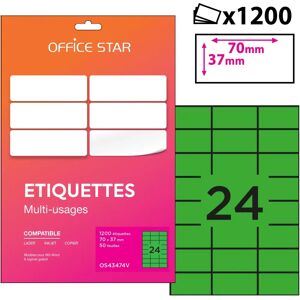 Office Star - 1200 - 70x37mm - A4 - Étiquettes Vertes - Publicité Office Star - 1200 - 70x37mm - A4 - Étiquettes Vertes - Publicité