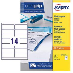 Avery MP7163-40 Self-Adhesive Multipurpose Labels - 14 per A4 Sheet Avery MP7163-40 Self-Adhesive Multipurpose Labels - 14 per A4 Sheet